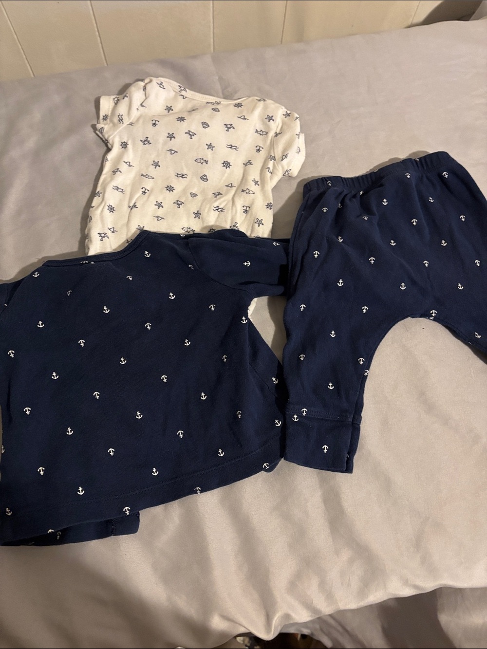 Carter's Navy and Cream Nautical 3-Piece One-Piece Set - Picture 4 of 7